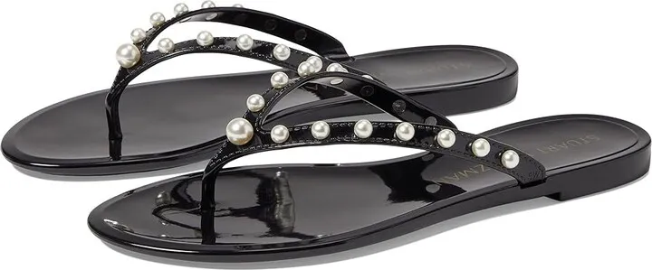 Stuart Weitzman Goldie Jelly Flip-Flop (Black) Women's Shoes