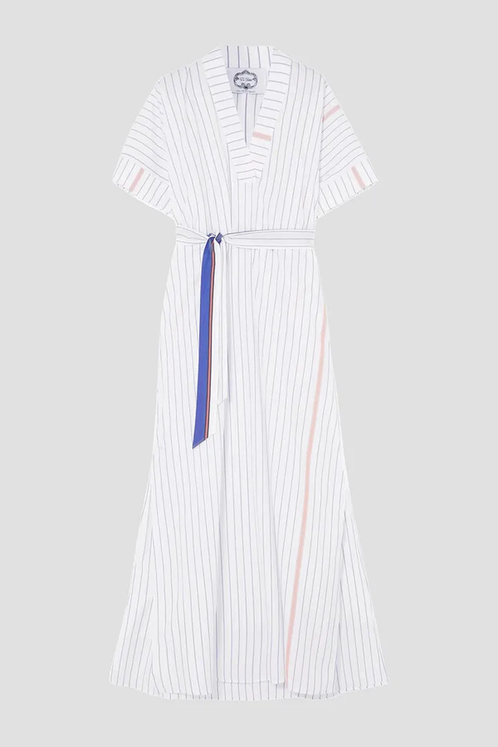 Mara belted striped cotton maxi dress
