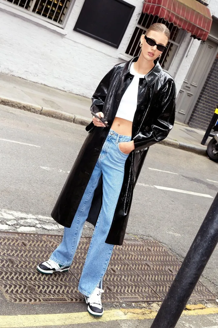 Nasty Gal Womens Premium Faux Leather Vinyl Mac Coat