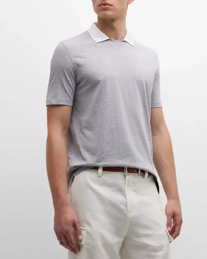 Men's Jersey Crewneck T-Shirt with Polo Collar