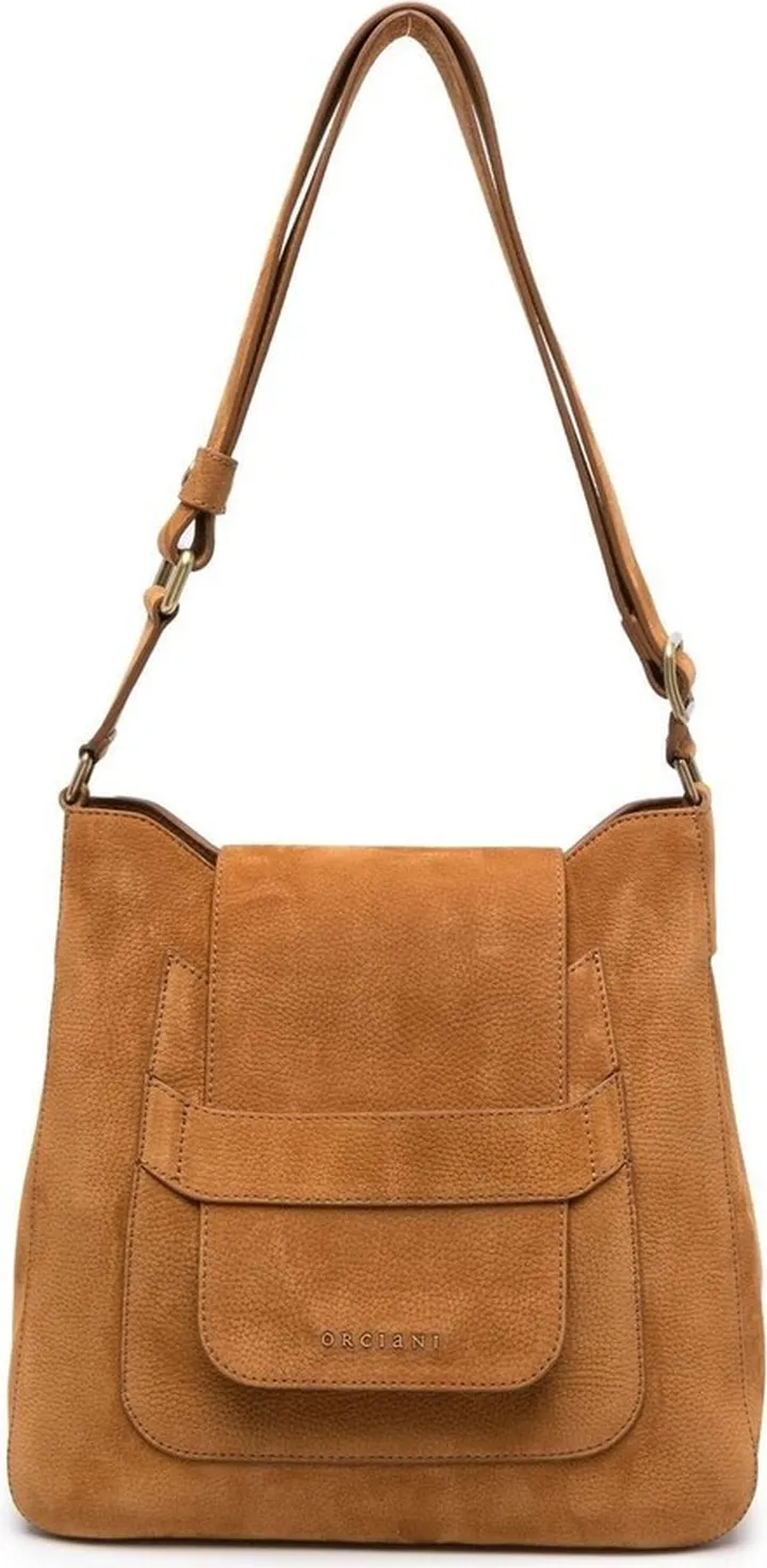 Foldover-Top Leather Shoulder Bag