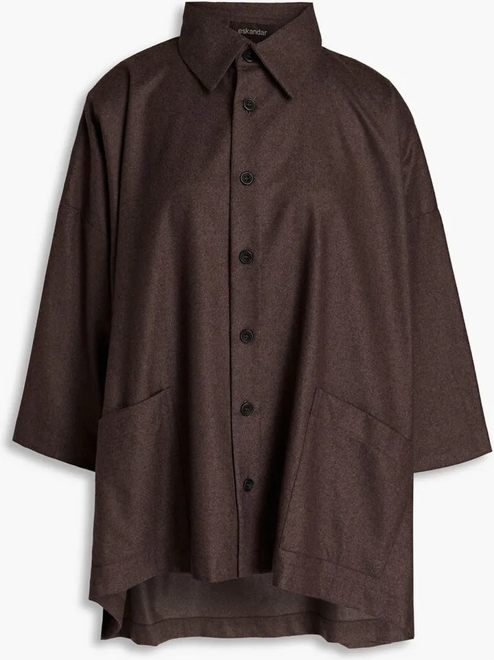 Oversized mélange wool-twill shirt