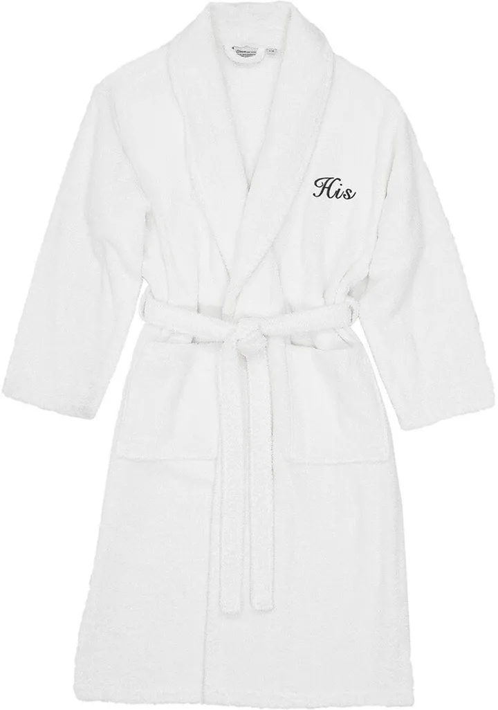 Embroidered 'His' Terry Bathrobe
