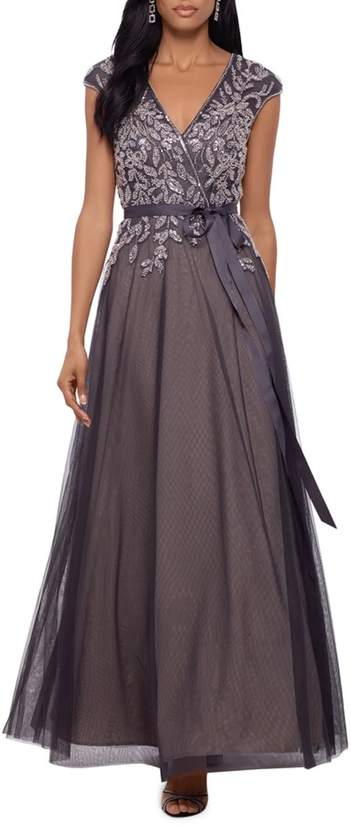 Beaded Fit & Flare Tulle Ballgown