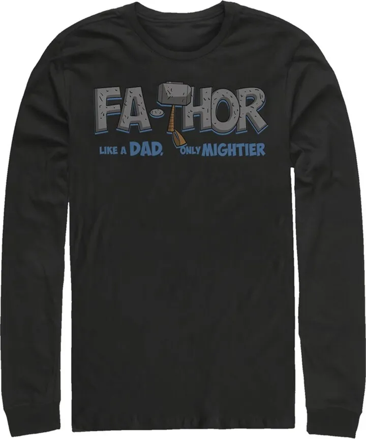 Men's Marvel Thor Fa-Thor Like a Dad Only Mightier Long Sleeve Shirt - Black - X Large