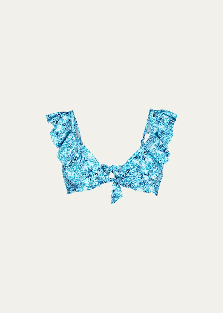 Flowers Tie-Dye Jersey Bikini Top