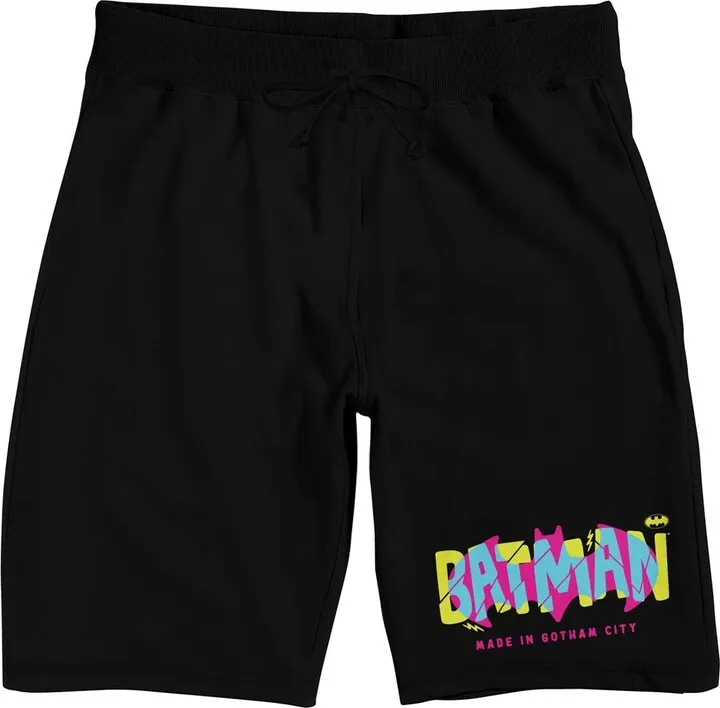 Batman Gotham City Men’s Black Graphic Sleep Shorts-Large
