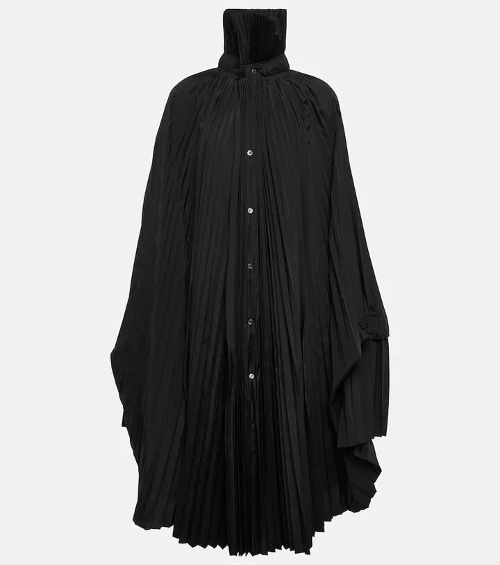 High-neck pleated midi dress