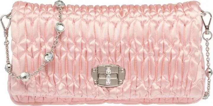 Miu Crystal satin shoulder bag