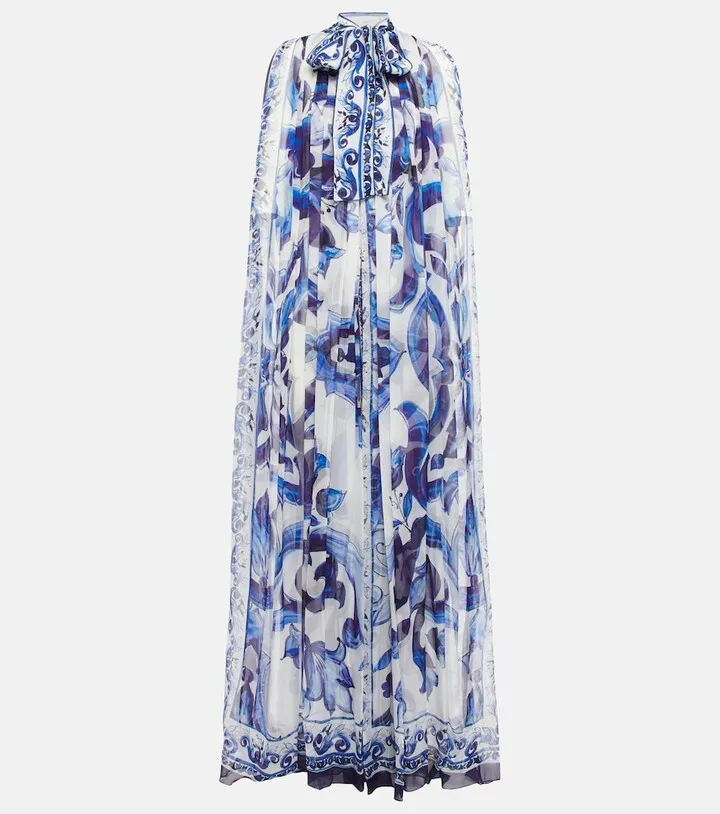 Printed silk chiffon maxi dress