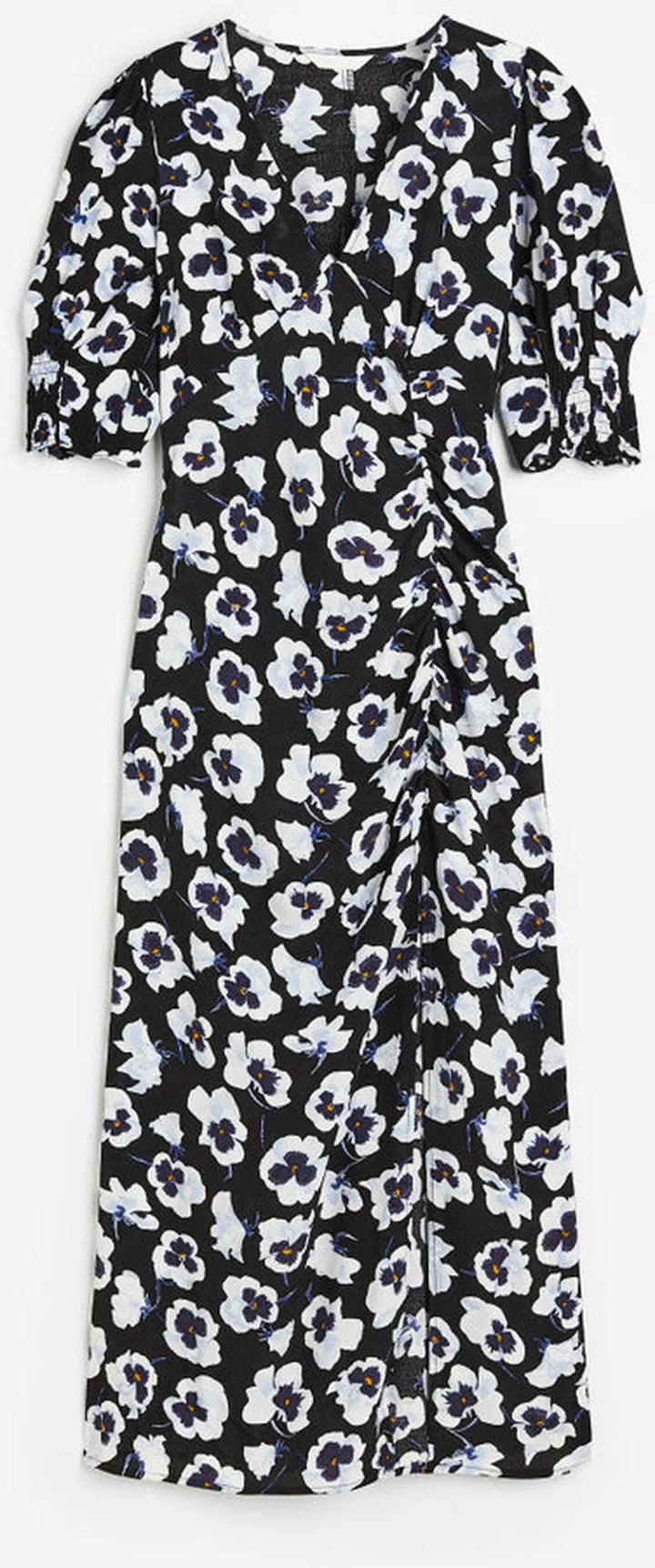 Puff-sleeved Crêped Dress