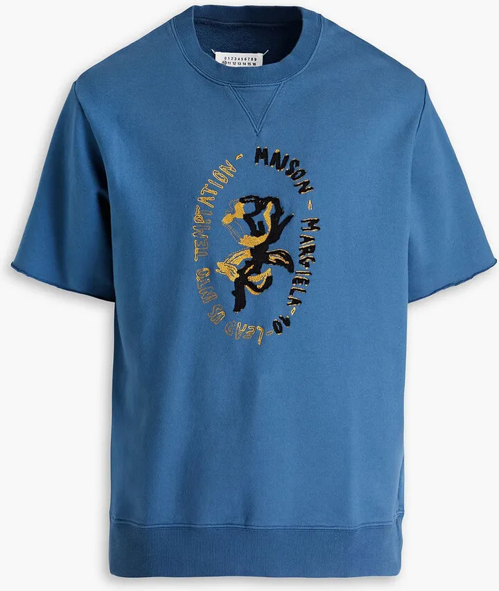 Embroidered French cotton-terry sweatshirt