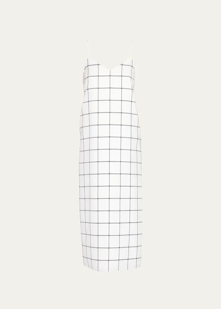 Checked Midi Slip Dress