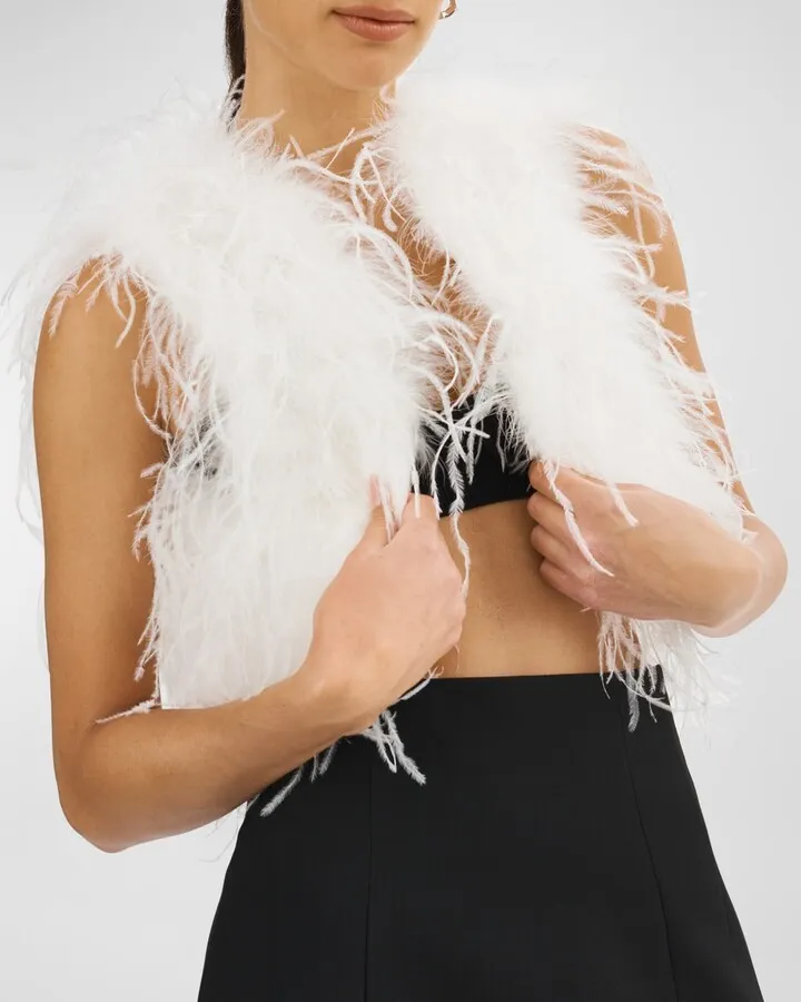 Didina Sleeveless Feather Bolero Jacket
