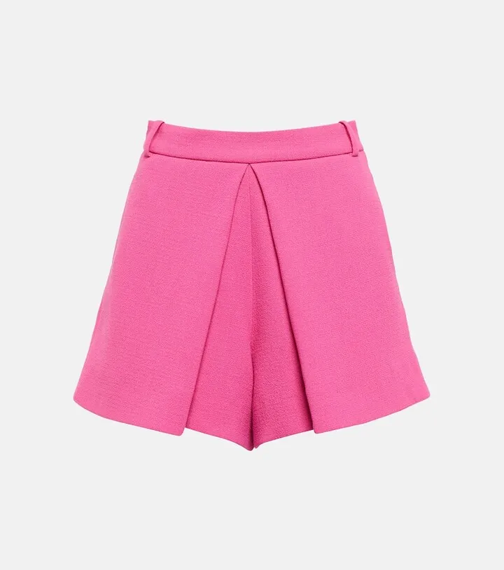 High-rise wool shorts