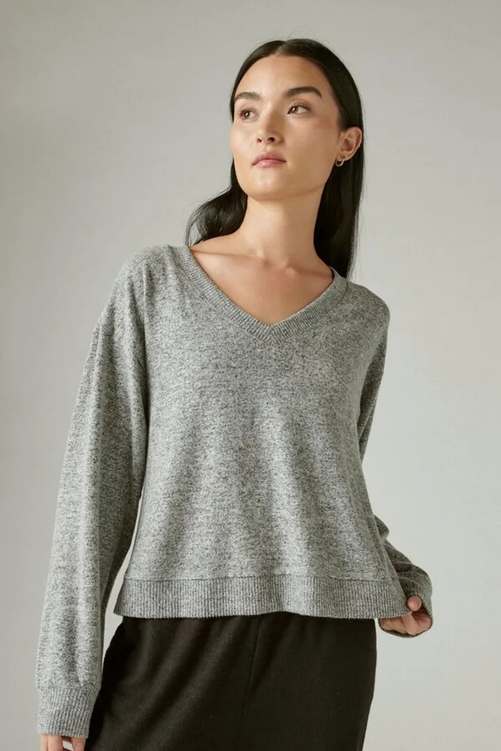 Cloud Jersey Long Sleeve V Neck Top
