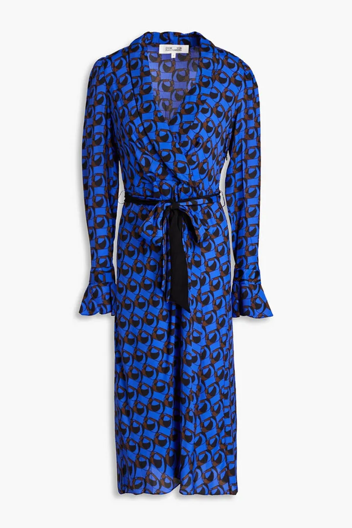 Anuj wrap-effect printed crepe de chine midi dress