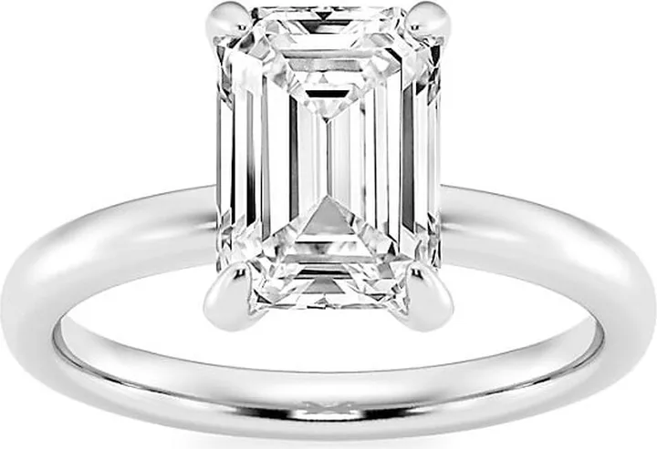 Build Your Own Collection Platinum & Emerald Cut Lab Grown Diamond Solitaire Engagement Ring