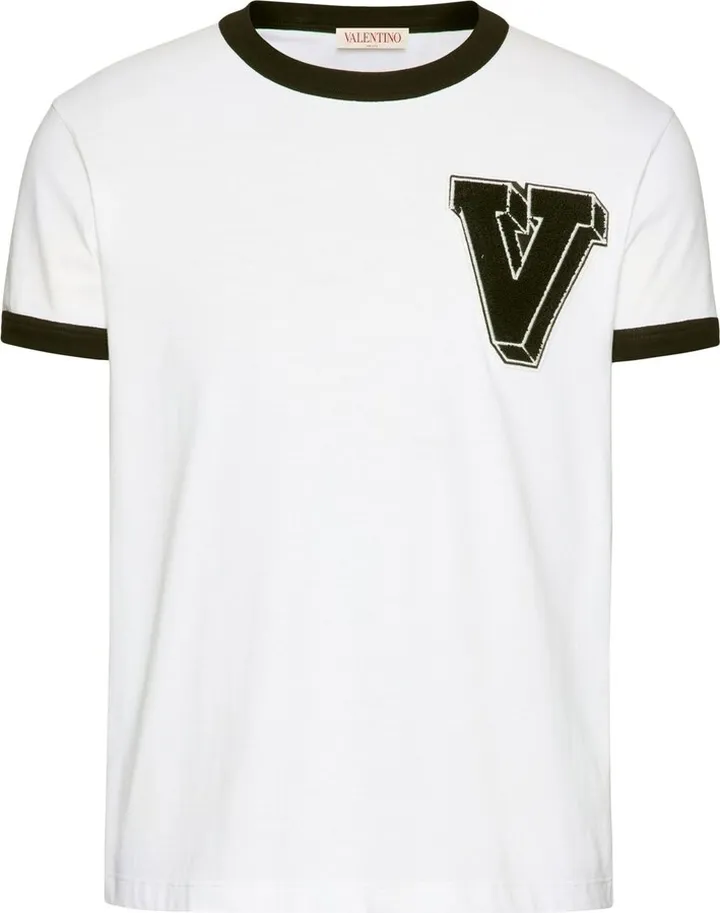 V-3D patch cotton T-shirt