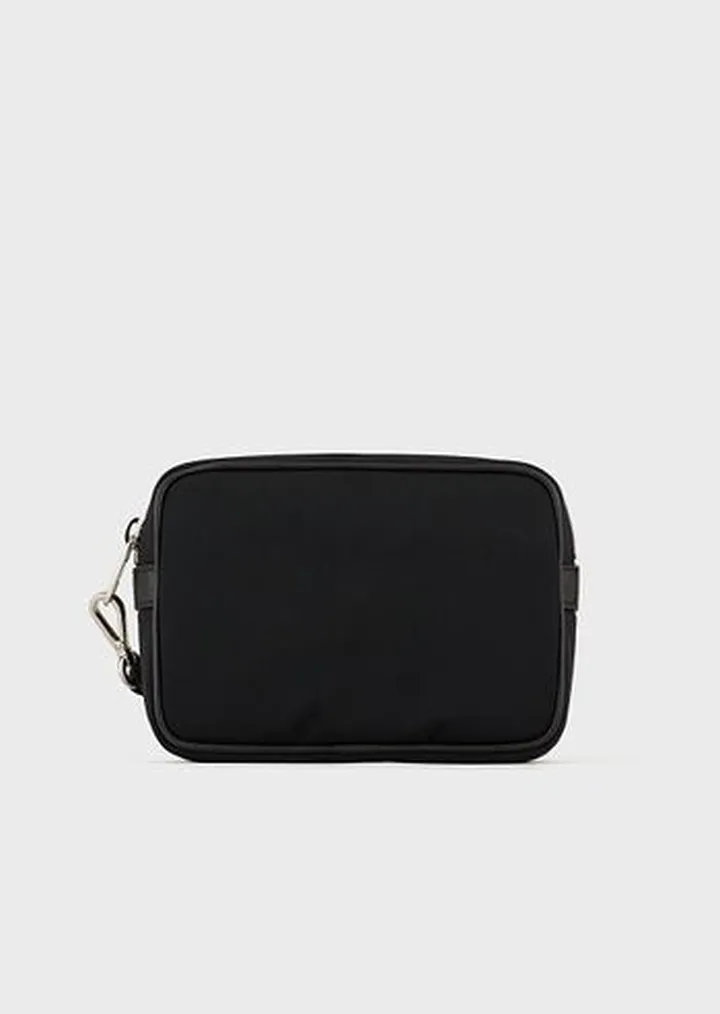 Nylon and pebbled leather pochette