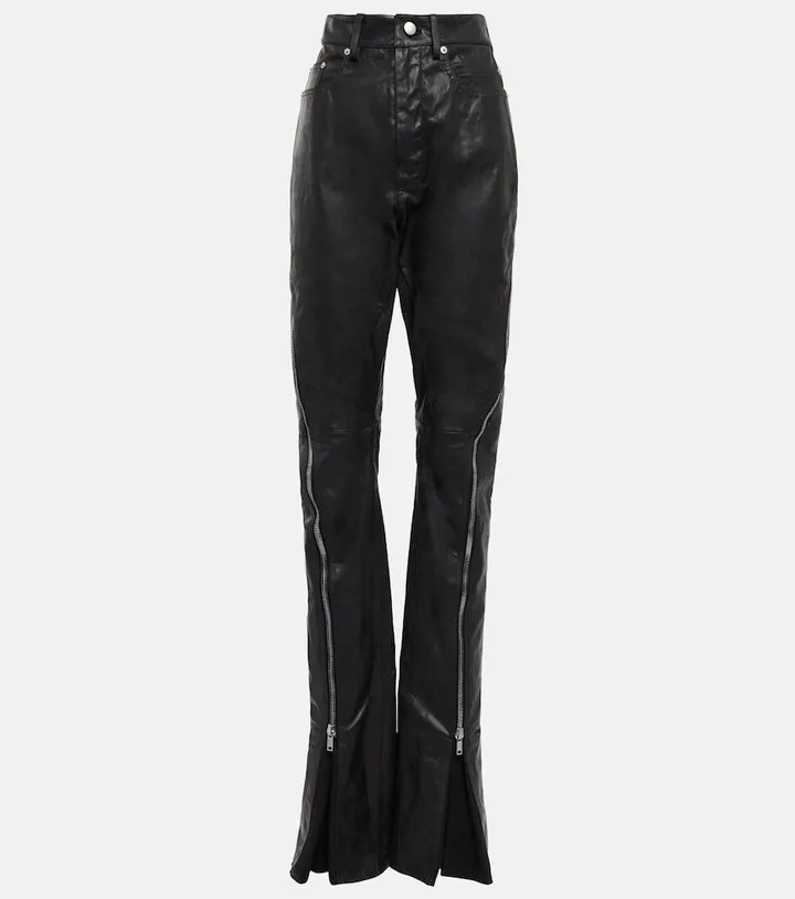 Wide-leg leather pants