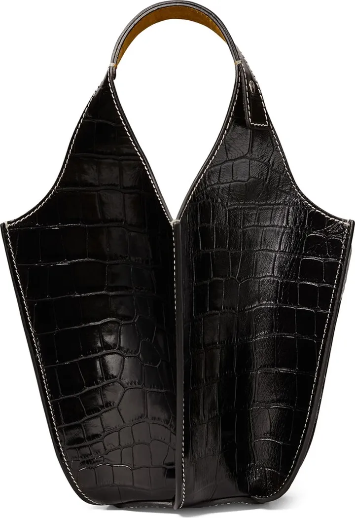 Croc Embossed Leather Lampshade Handbag