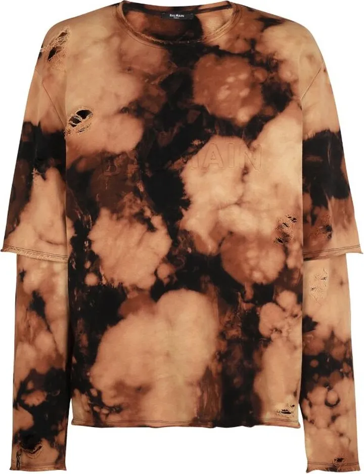 Balmain Burnt Print Long-Sleeve T-Shirt
