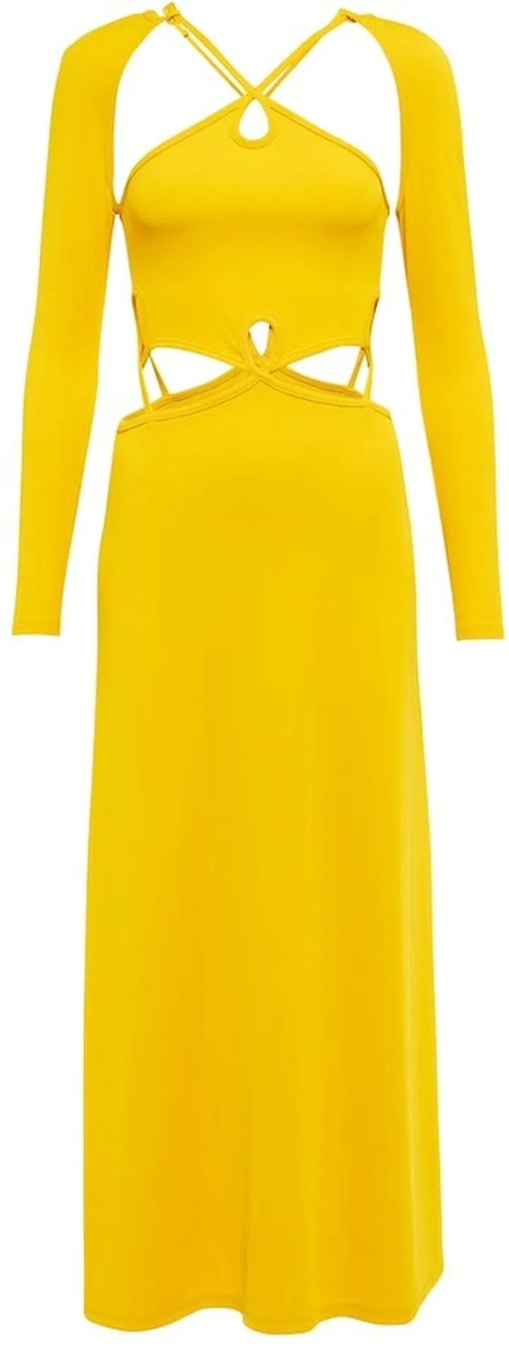 Cutout ribbed-knit maxi dress