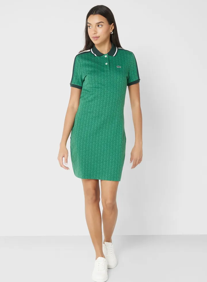 Logo Polo Neck Knitted Dress