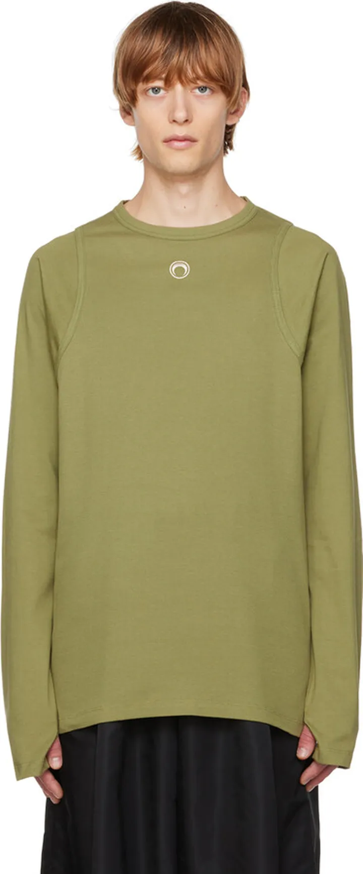 Marine Serre Green Rib Long Sleeve T-Shirt
