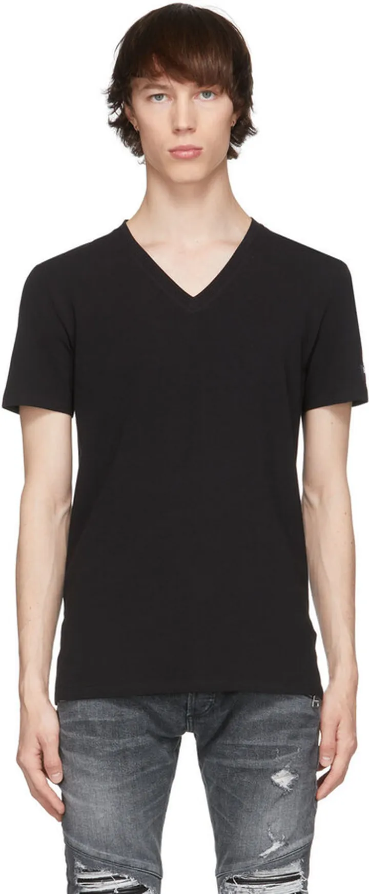 Balmain Black V-Neck T-Shirt