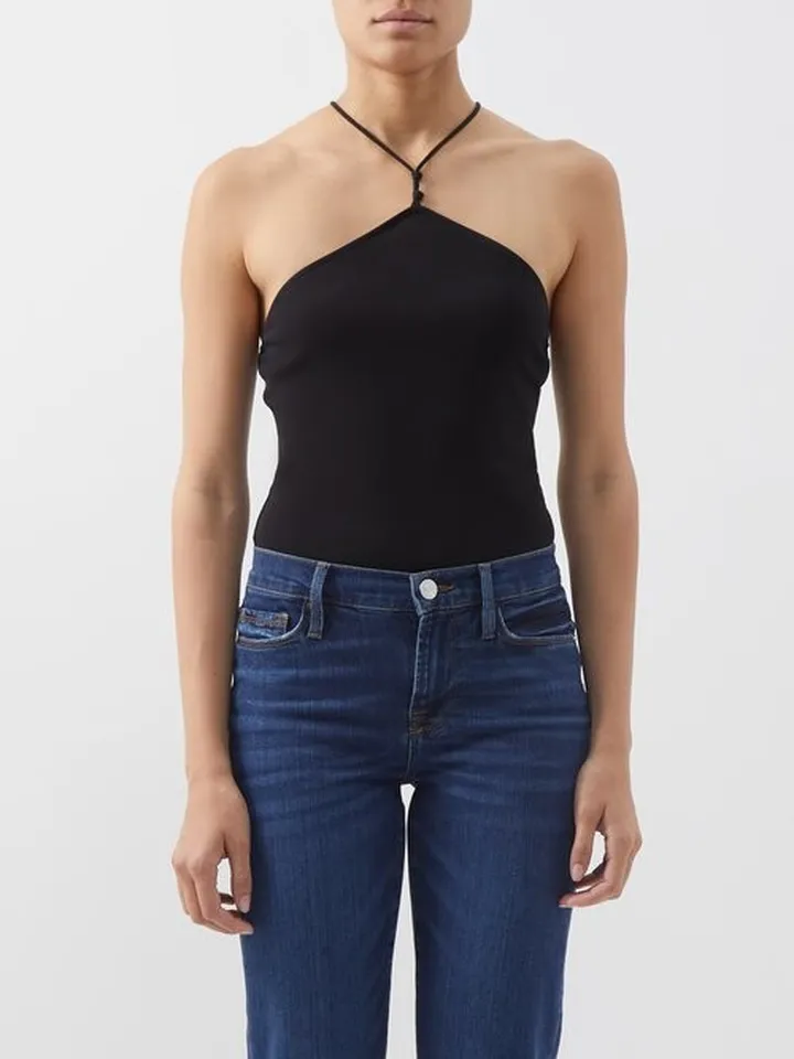 Halterneck Crepe-jersey Bodysuit