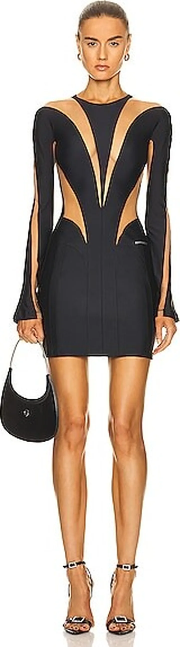 Mugler Illusion Mini Dress in Black