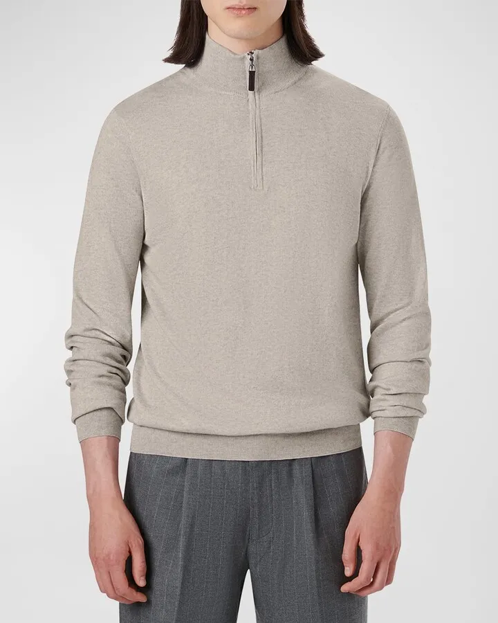 Men's Melange Quarter-Zip Sweater