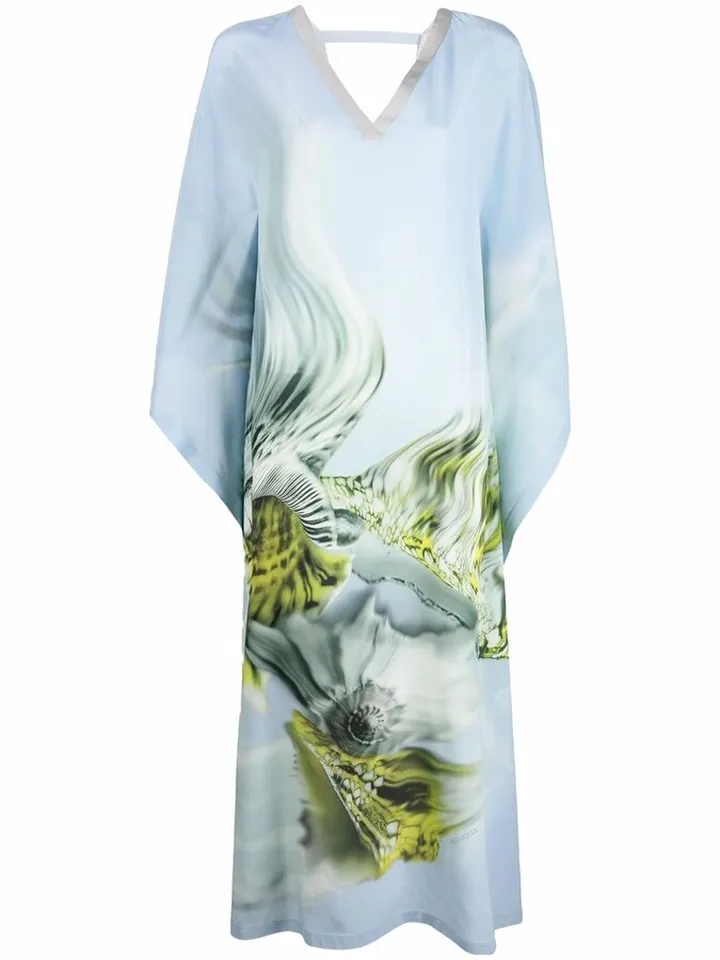 Graphic-Print Silk Kaftan