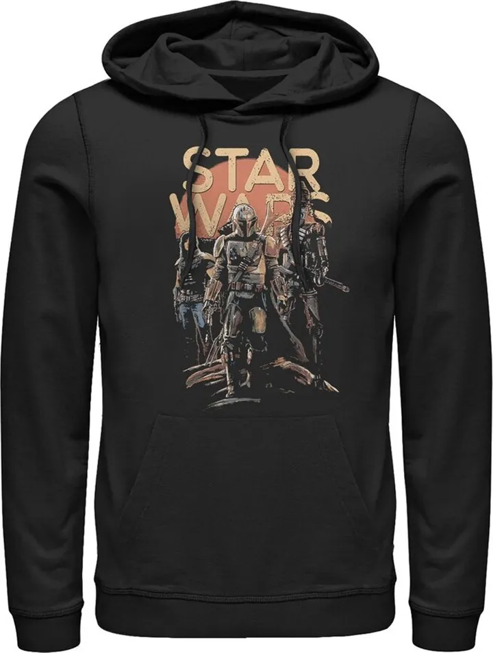 Men's Star Wars The Mandalorian Character Entourage Pull Over Hoodie - Black - 2X Large