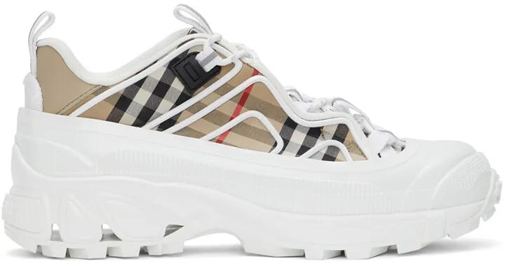 Burberry White & Beige Vintage Check Arthur Sneakers