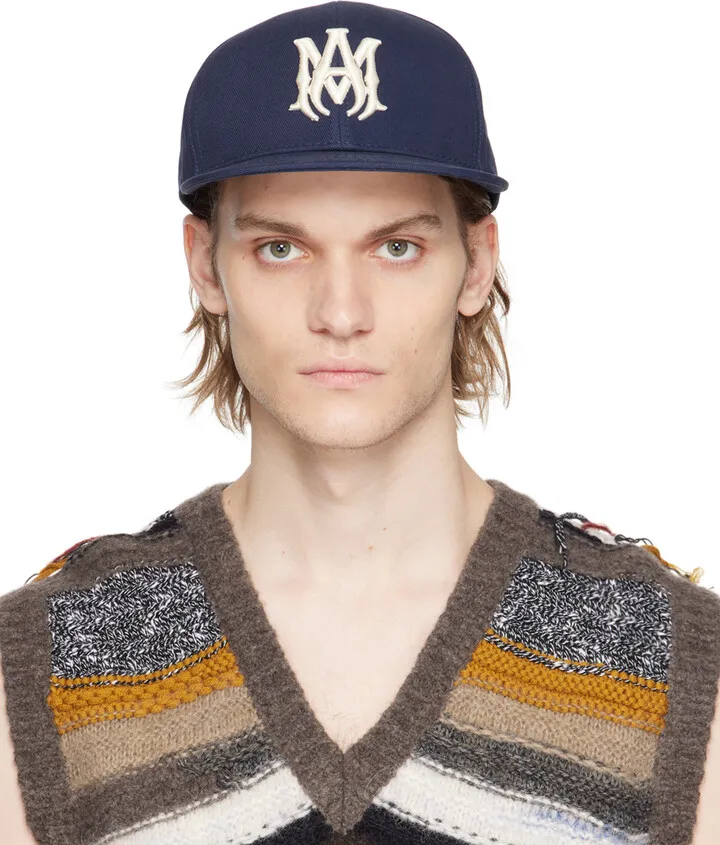 AMIRI Indigo 'M.A.' Fitted Cap