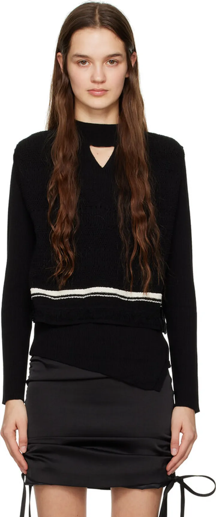 J KOO Black V-Neck Sweater