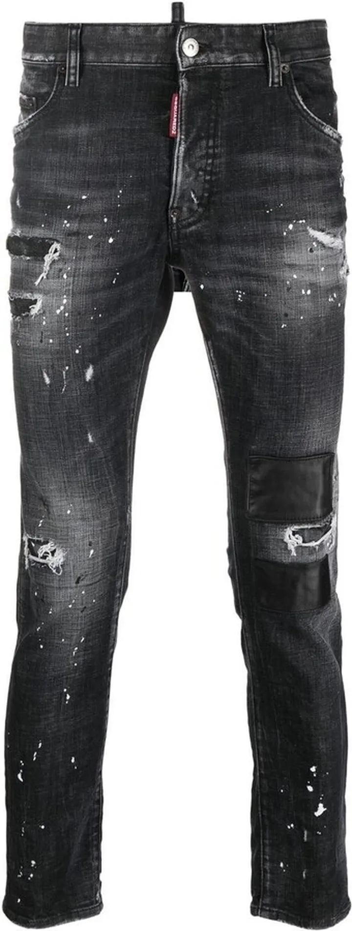 Distressed-Finish Denim Jeans
