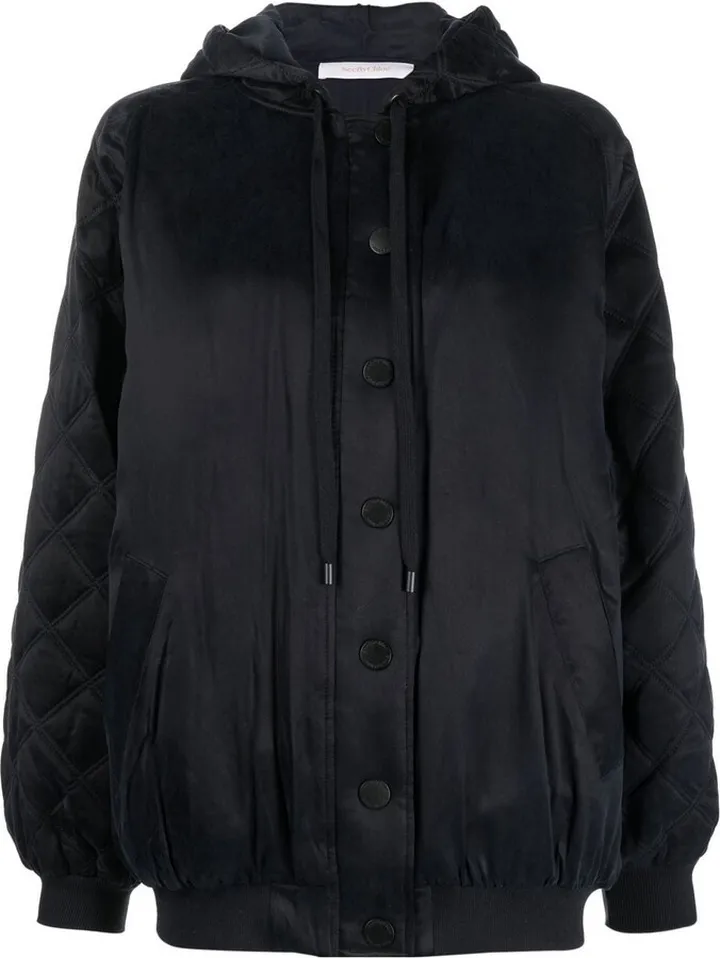 Shell quilted panel bomber jacket