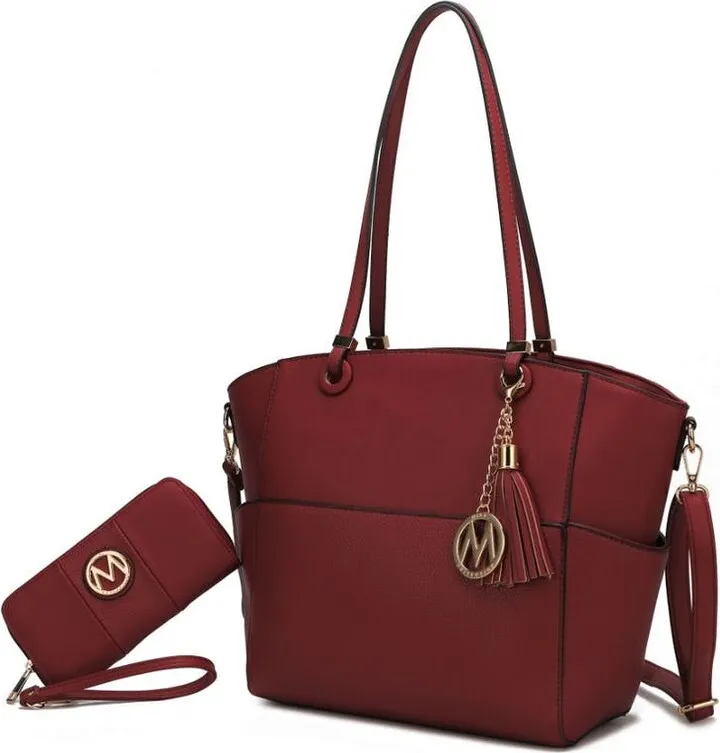 MKF Collection by Mia K Prisha Vegan Leather Women’s Tote Bag With Wallet - 2 pieces