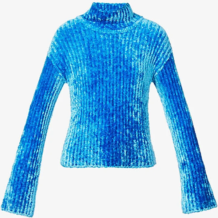 Acne tudios Womens Bright Blue Relaxed-fit Turtleneck Knitted Jumper