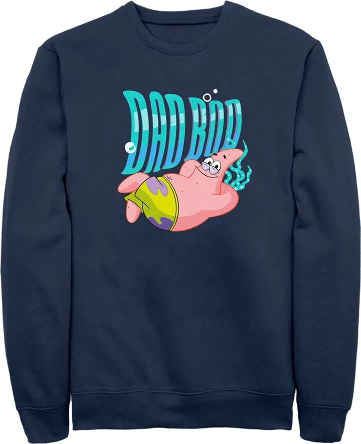 Men's SpongeBob SquarePants Patrick Dad Bod Sweatshirt - Navy Blue - Small