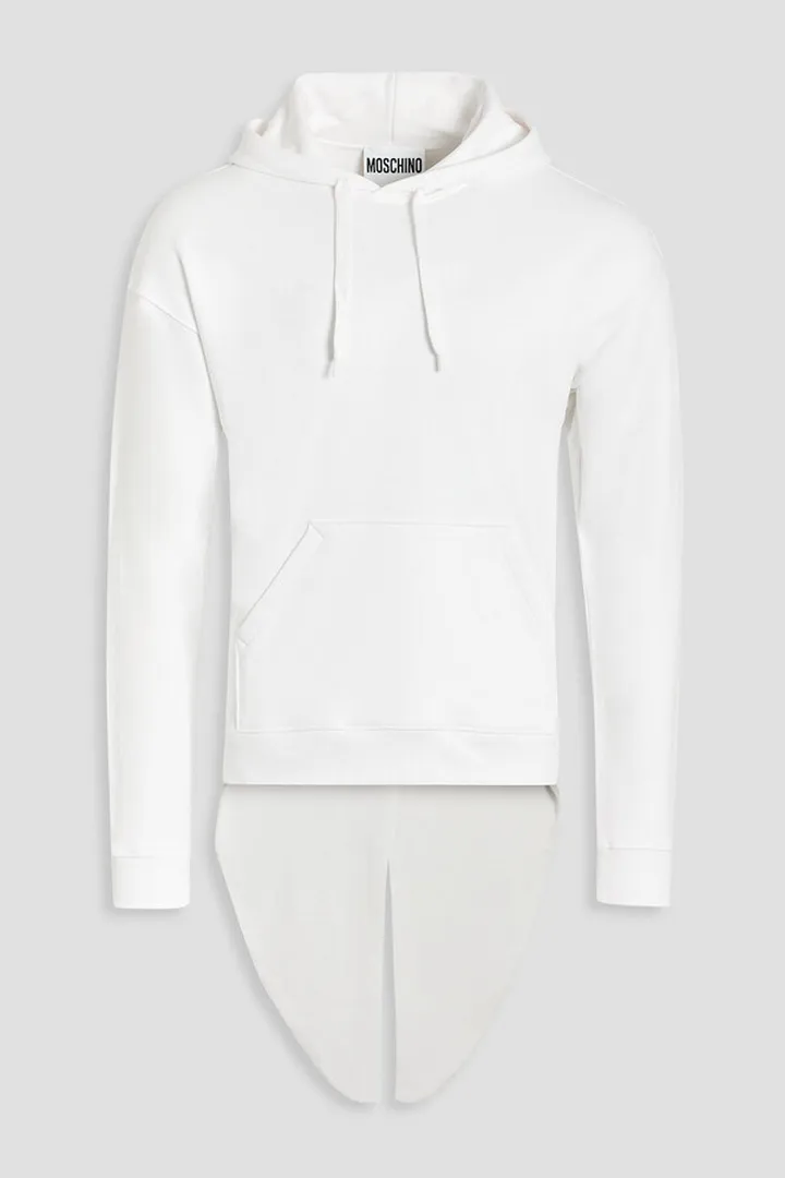 Asymmetric printed French cotton-terry hoodie
