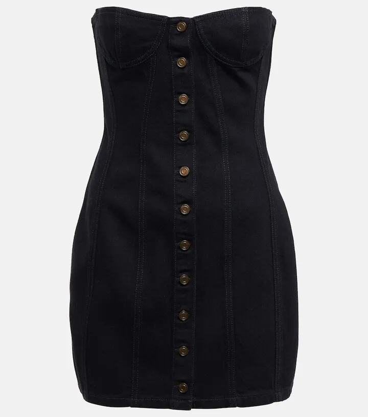 Strapless denim minidress