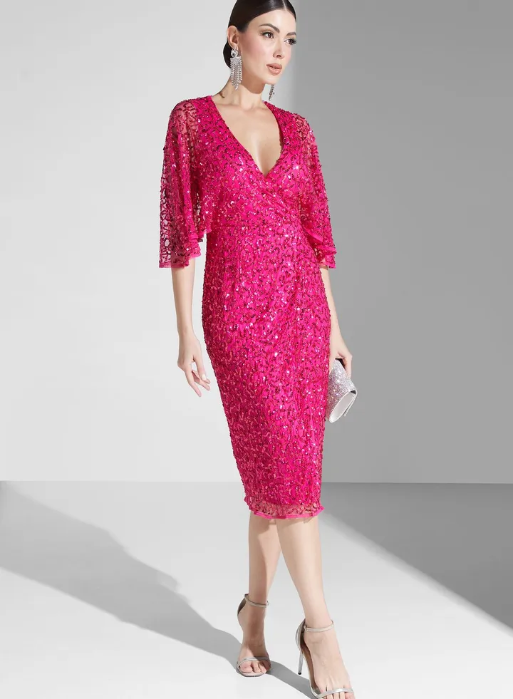 Embellished Wrap Dress