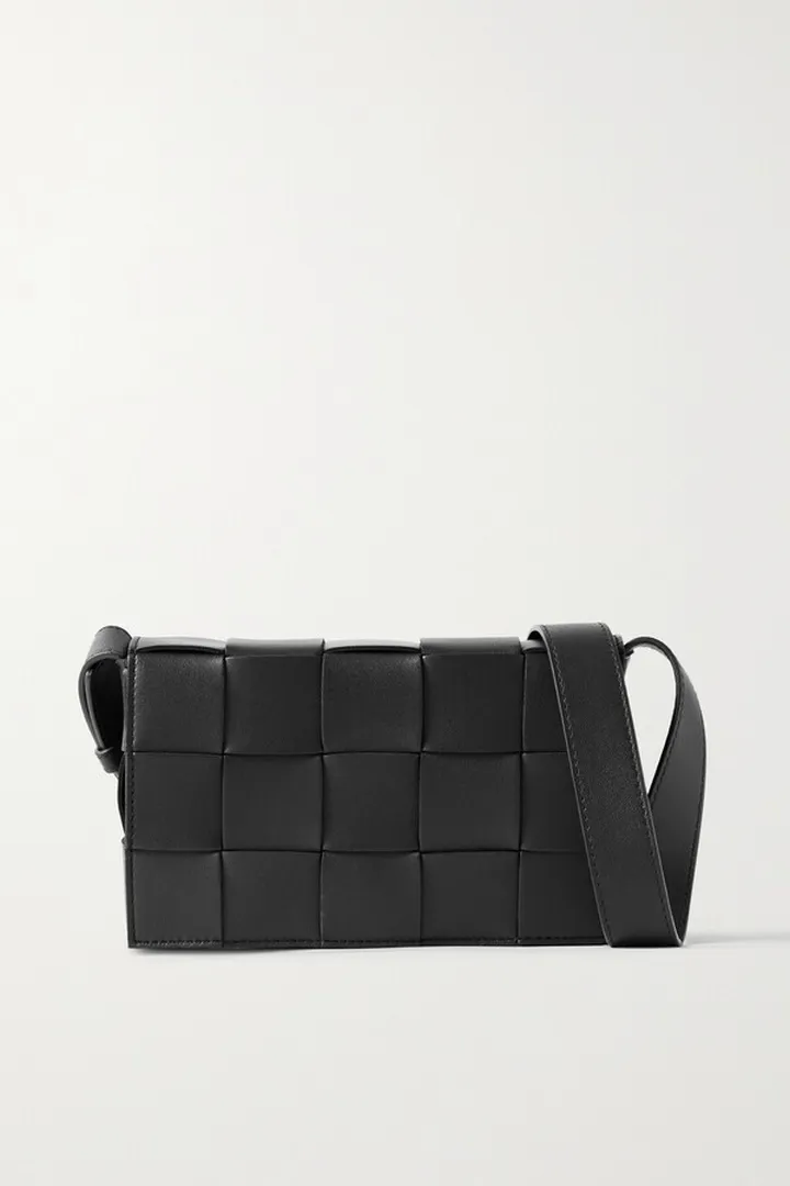 Bottega Veneta - Cassette Small Intrecciato Leather Shoulder Bag - Black