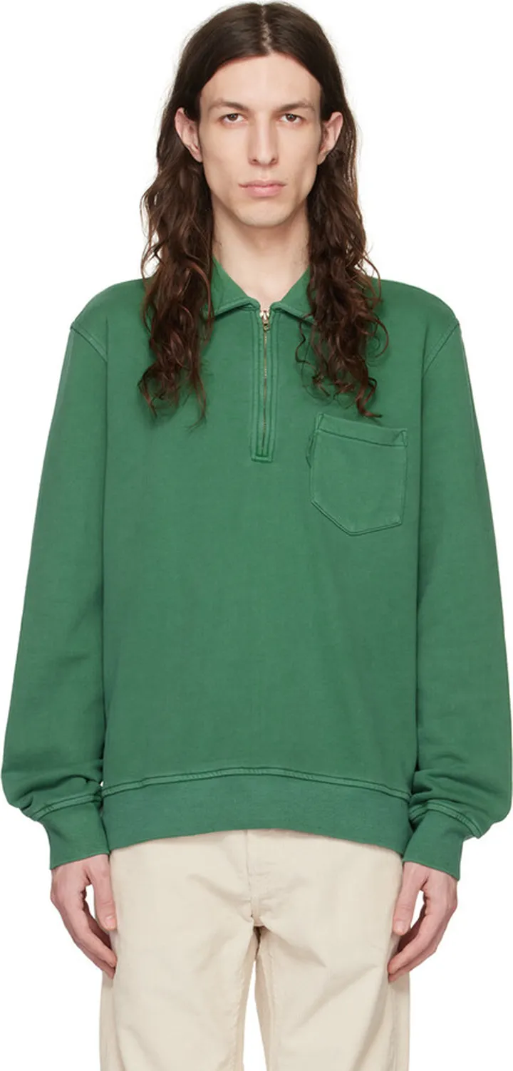 YMC Green Sugden Zip-Up Sweater