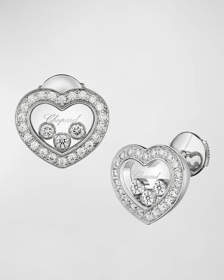 18K White Gold Happy Diamonds Icon Hearts Earrings